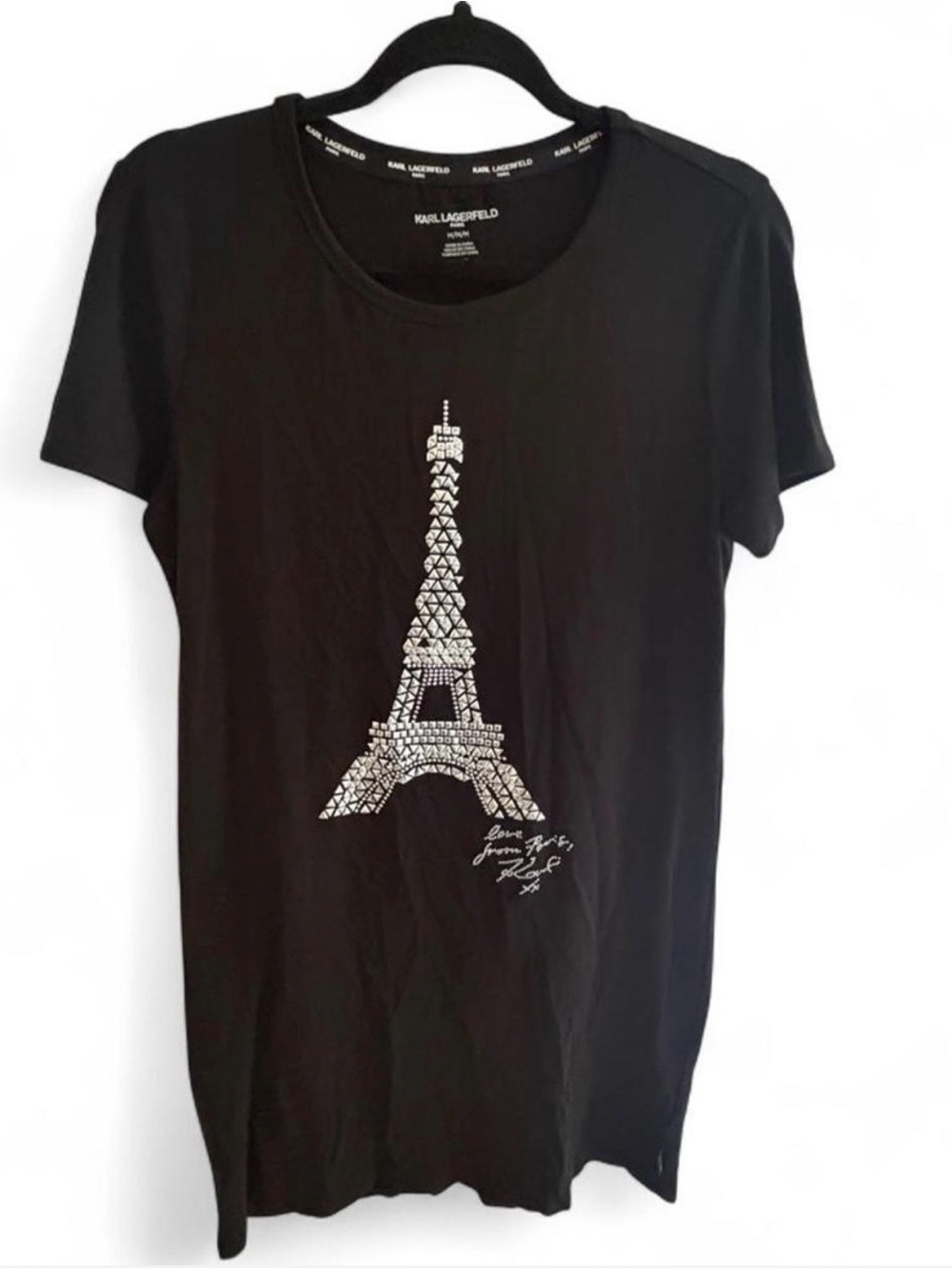 Karl Lagerfeld Women's Black Eiffel Graphic T-shirt dress